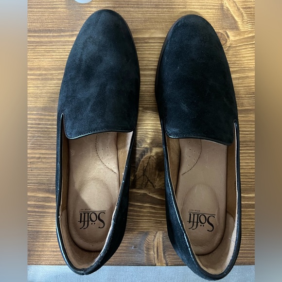 Black suede Sofft loafers size 10 - Picture 3 of 5